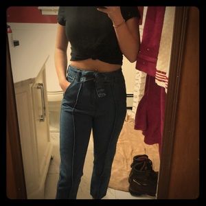 Dark jeans with jean tie belt (worn once)